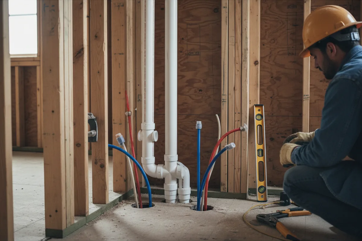 Drain and supply rough-in during Leak Detection in Kitty Hawk