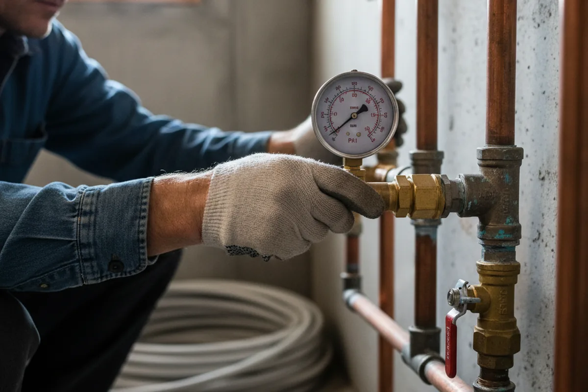 Pressure testing a repaired line during Water Line Repair in Kitty Hawk